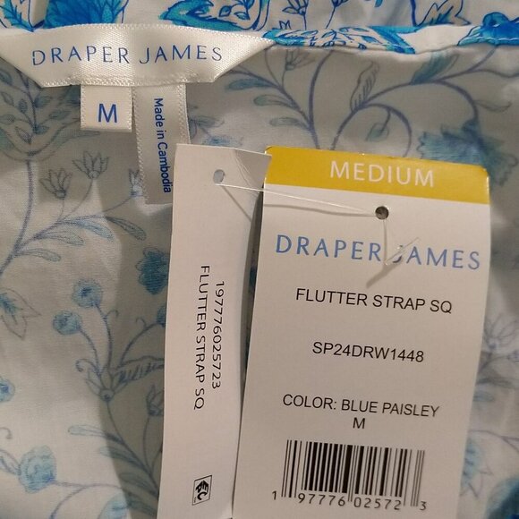 Draper James Med Flutter Strap Square Neckline Sun Dress New Blue Paisley Print - Picture 4 of 4